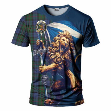 Baird Tartan Family Crest T-Shirt with Scottish Majestic Lion