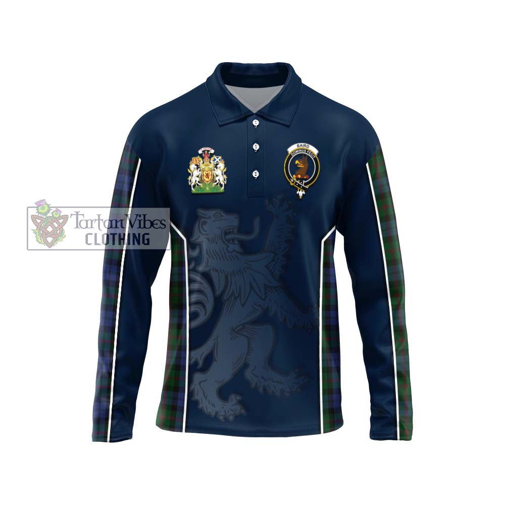 Baird Tartan Long Sleeve Polo Shirt with Family Crest and Lion Rampant Vibes Sport Style Unisex - Tartan Vibes Clothing