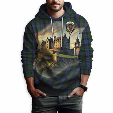 Baird Tartan Family Crest Hoodie with Scottish Ancient Castle Style Pullover Hoodie - Tartan Vibes Clothing