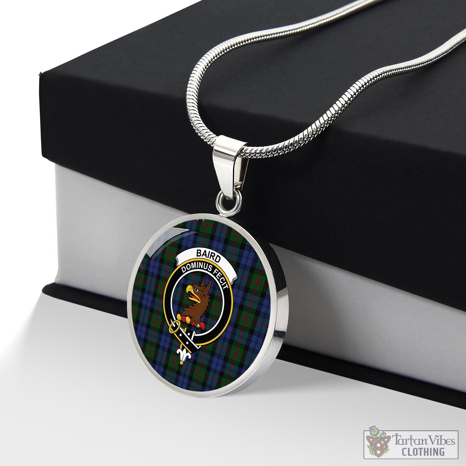 Tartan Vibes Clothing Baird Tartan Circle Necklace with Family Crest