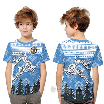 Baird Clan Christmas Kid T-Shirt Celtic Reindeer Style