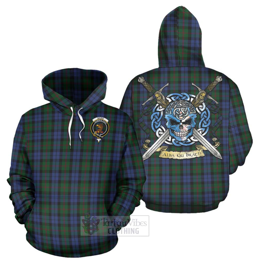 Tartan Vibes Clothing Baird Tartan Hoodie with Family Crest Celtic Skull Style