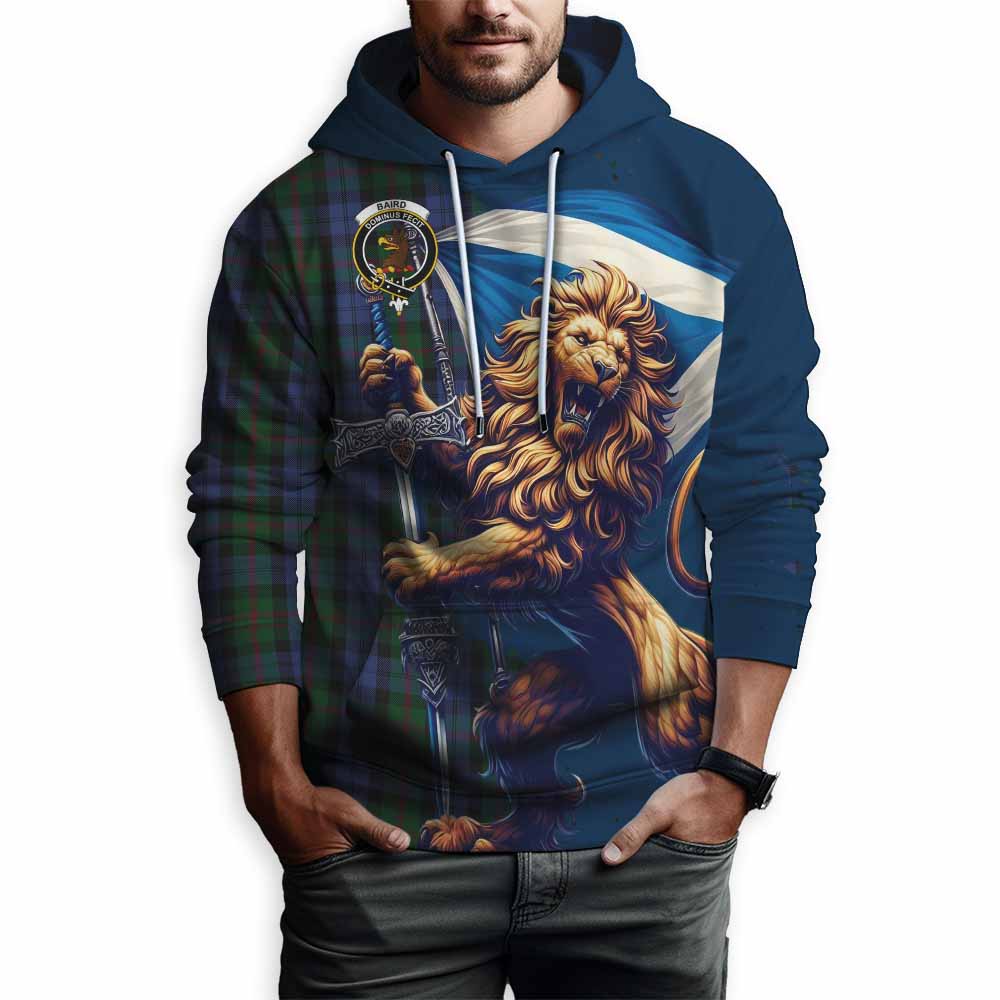 Baird Tartan Family Crest Hoodie with Scottish Majestic Lion Zip Hoodie - Tartan Vibes Clothing