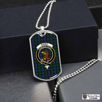 Baird Tartan Dog Tag Necklace with Family Crest