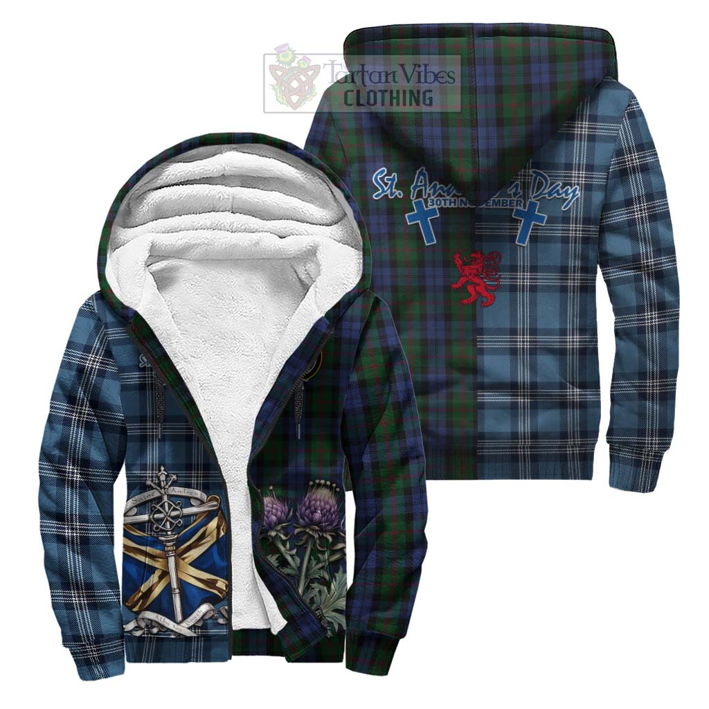 Tartan Vibes Clothing Baird Tartan Sherpa Hoodie Happy St. Andrew's Day Half Tartan Style