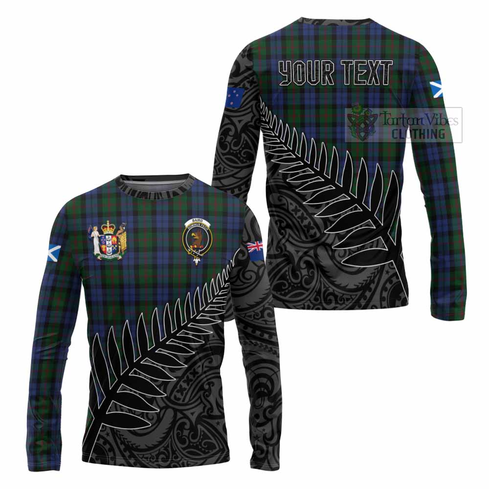 Tartan Vibes Clothing Baird Crest Tartan Long Sleeve T-Shirt with New Zealand Silver Fern Half Style