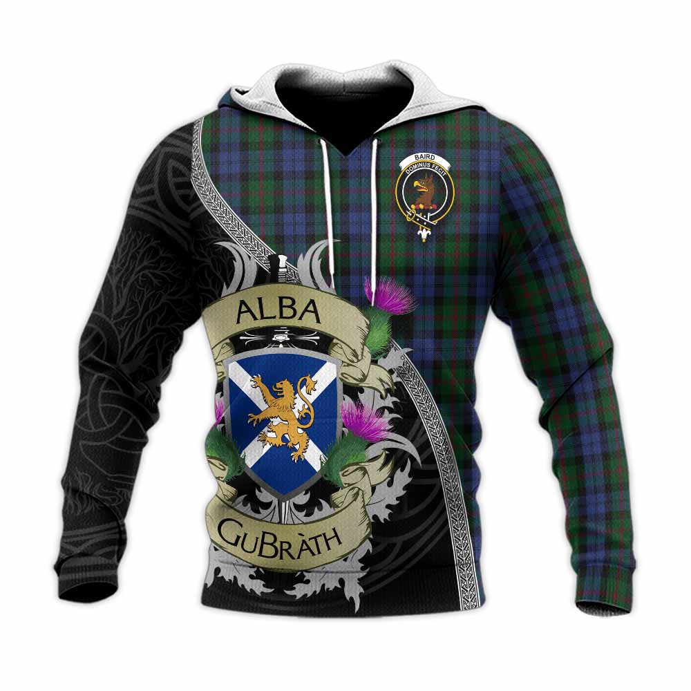 Baird Tartan Family Crest Knitted Hoodie Lion Rampant Royal Thistle Shield Celtic Inspired Unisex Knitted Pullover Hoodie - Tartan Vibes Clothing