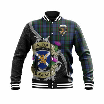 Baird Tartan Family Crest Baseball Jacket Lion Rampant Royal Thistle Shield Celtic Inspired Unisex - Tartan Vibes Clothing
