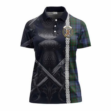 Baird Tartan Women's Polo Shirt with Family Crest Cross Sword Thistle Celtic Vibes