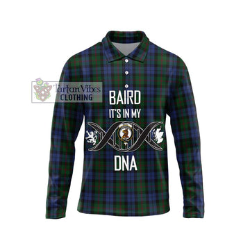 Baird Tartan Long Sleeve Polo Shirt with Family Crest DNA In Me Style