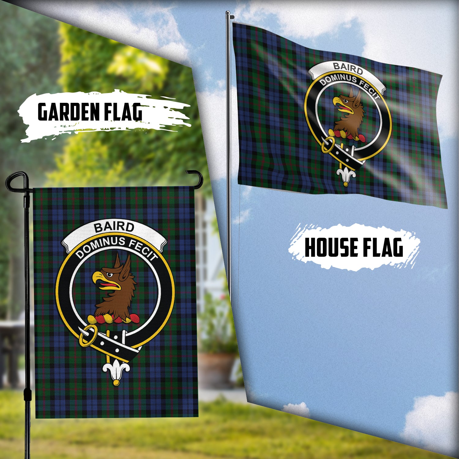 Baird Tartan Flag with Family Crest Garden Flag (Vertical) - Tartanvibesclothing