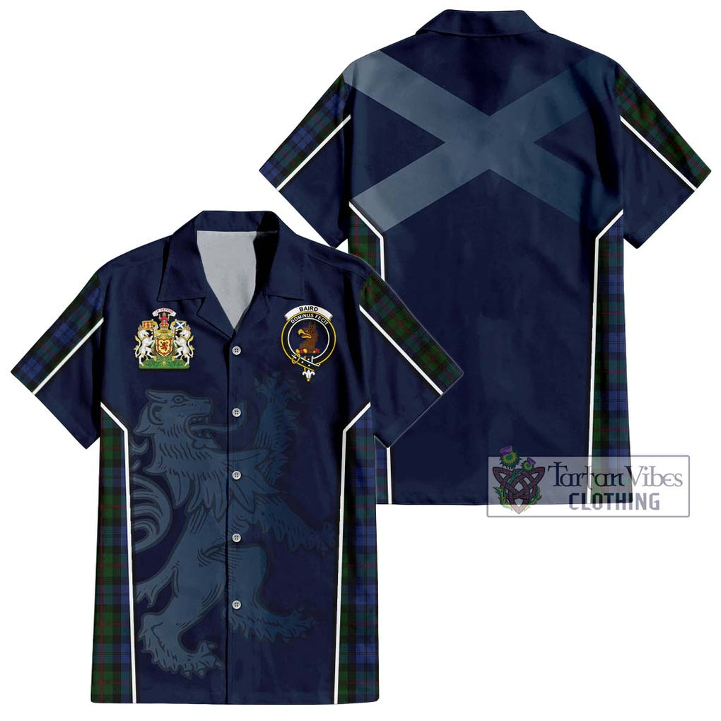 Baird Tartan Short Sleeve Button Shirt with Family Crest and Lion Rampant Vibes Sport Style Kid - Tartan Vibes Clothing