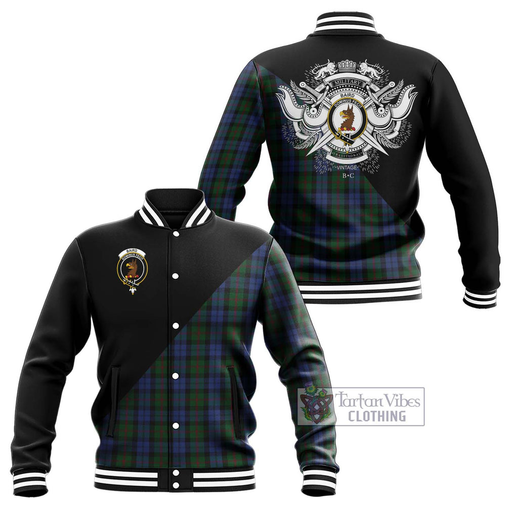 Baird Tartan Baseball Jacket with Family Crest and Military Logo Style Unisex - Tartanvibesclothing Shop