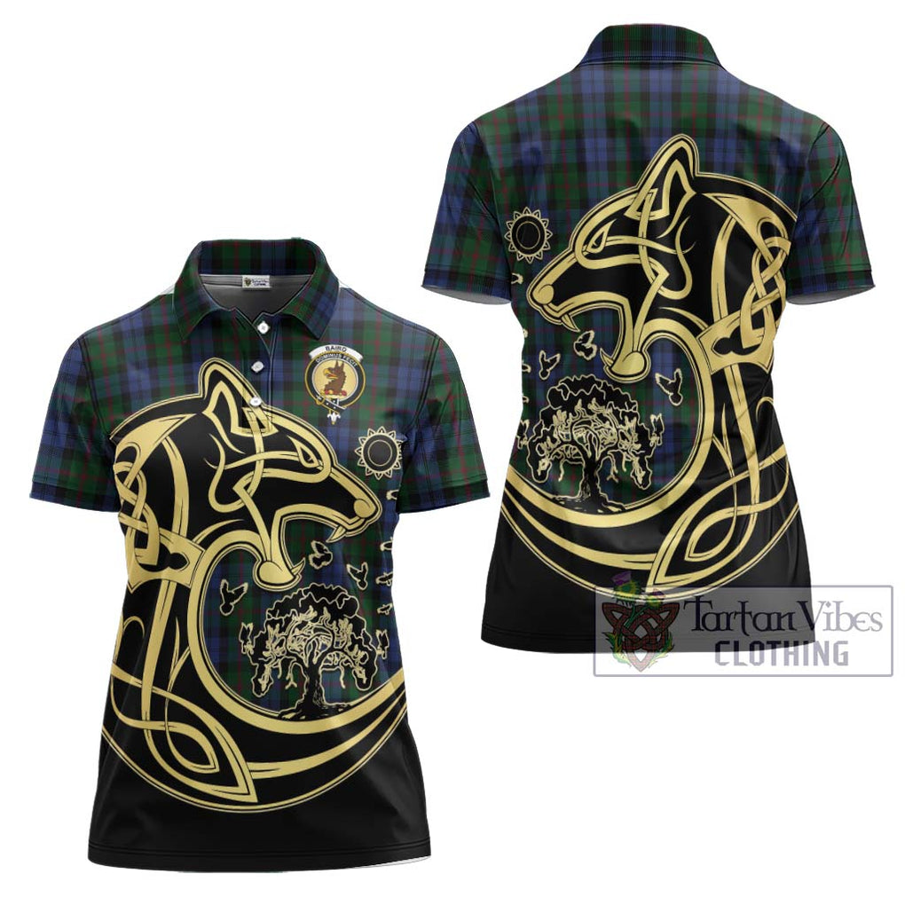 Baird Tartan Women's Polo Shirt with Family Crest Celtic Wolf Style Women - Tartanvibesclothing Shop