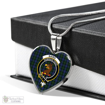 Baird Tartan Heart Necklace with Family Crest