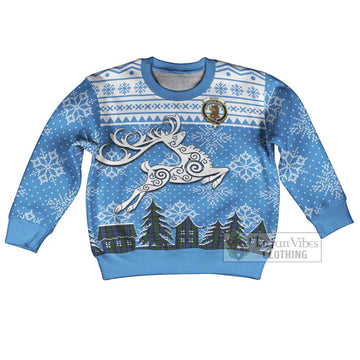 Baird Clan Christmas Kid Ugly Sweater with Tartan and Celtic Reindeer Style