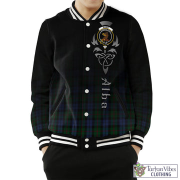 Baird Tartan Baseball Jacket Featuring Alba Gu Brath Family Crest Celtic Inspired