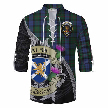 Baird Tartan Family Crest Ghillie Kilt Shirt Lion Rampant Royal Thistle Shield Celtic Inspired Men - Tartan Vibes Clothing