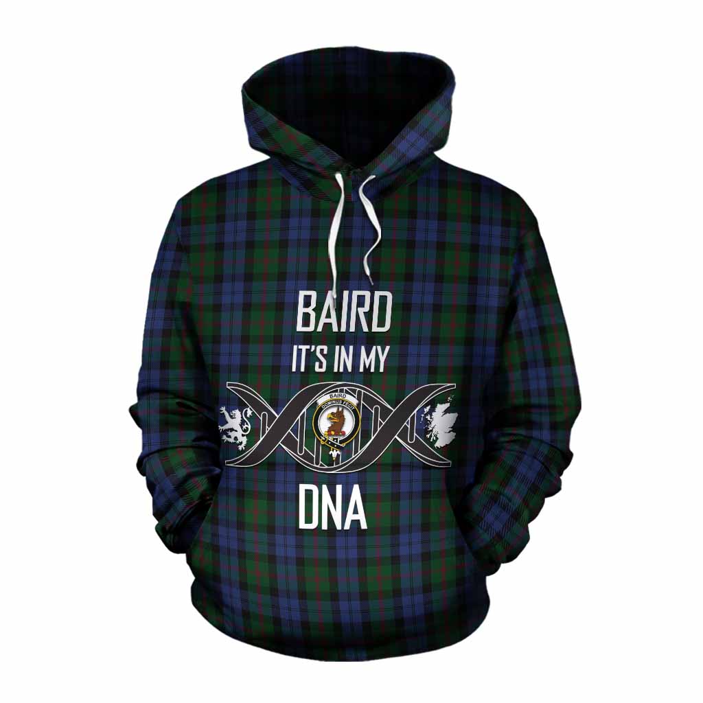 Tartan Vibes Clothing Baird Tartan Cotton Hoodie with Family Crest DNA In Me Style