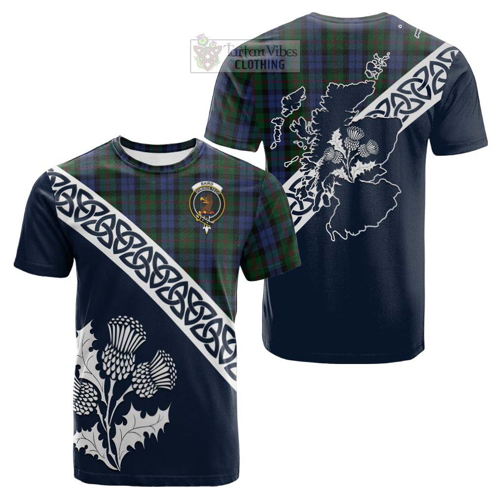 Tartan Vibes Clothing Baird Tartan Cotton T-shirt Featuring Thistle and Scotland Map