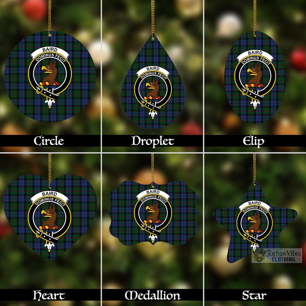 Tartan Vibes Clothing Baird Tartan Christmas Aluminium Ornament with Family Crest