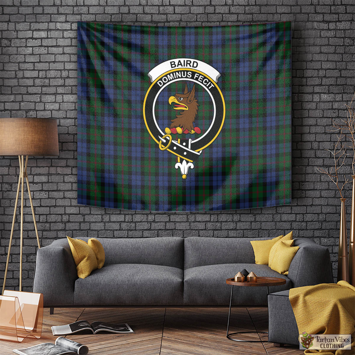 Tartan Vibes Clothing Baird Tartan Tapestry Wall Hanging and Home Decor for Room with Family Crest