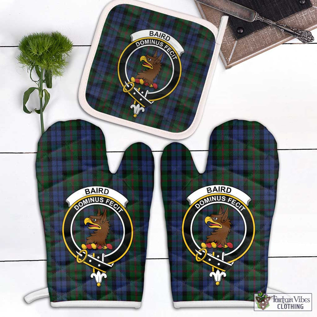 Baird Tartan Combo Oven Mitt & Pot-Holder with Family Crest Combo 1 Oven Mitt & 1 Pot-Holder White - Tartan Vibes Clothing