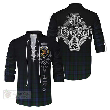 Baird Tartan Ghillie Kilt Shirt Featuring Alba Gu Brath Family Crest Celtic Inspired