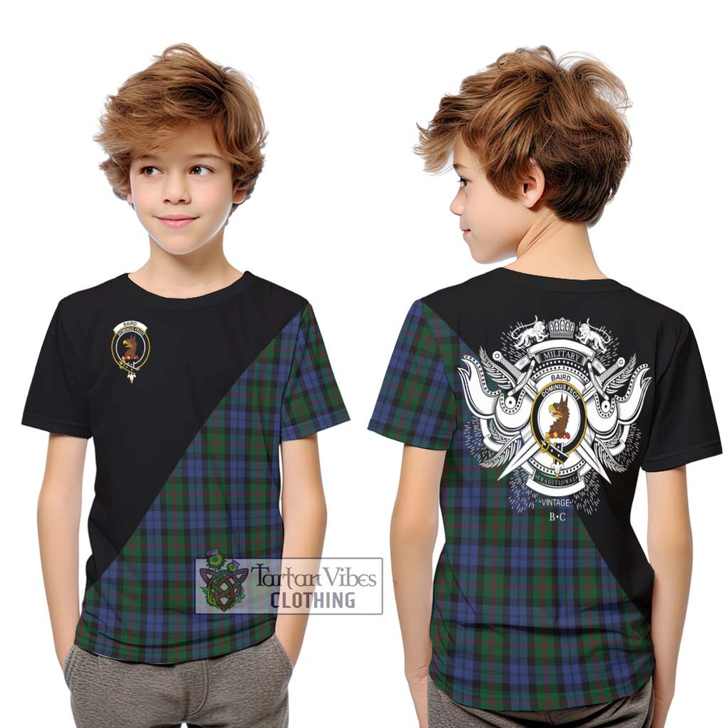 Baird Tartan Kid T-Shirt with Family Crest and Military Logo Style Youth XL Size14 - Tartanvibesclothing Shop