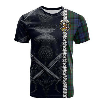 Baird Tartan Cotton T-shirt with Family Crest Cross Sword Thistle Celtic Vibes