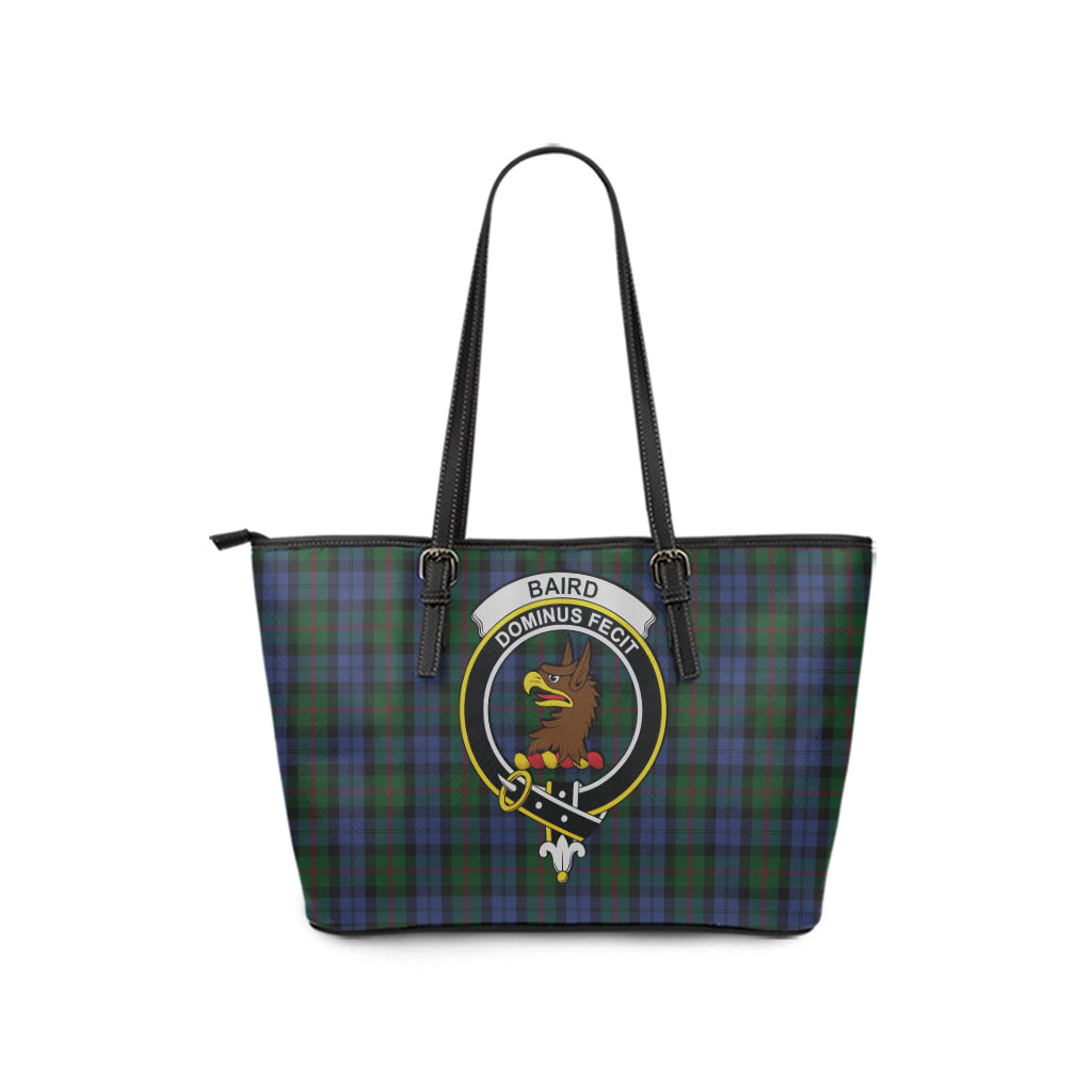 Baird Tartan Leather Tote Bag with Family Crest - Tartanvibesclothing