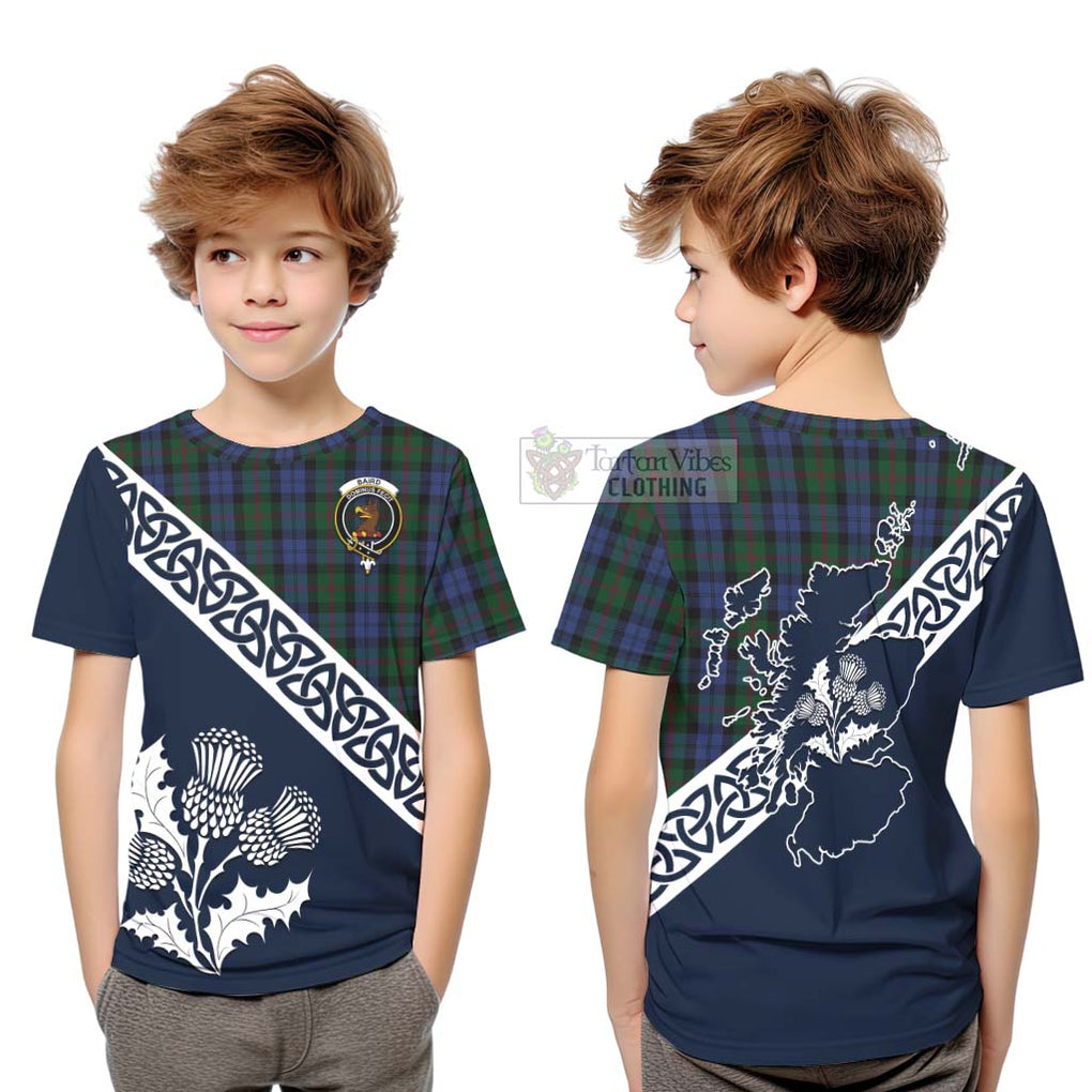 Tartan Vibes Clothing Baird Tartan Kid T-Shirt Featuring Thistle and Scotland Map