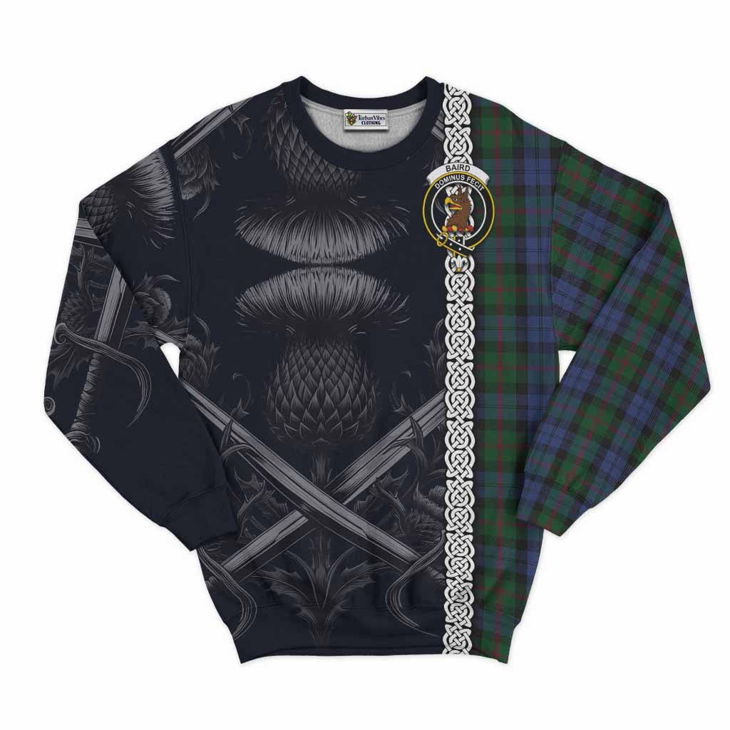 Tartan Vibes Clothing Baird Tartan Sweatshirt with Family Crest Cross Sword Thistle Celtic Vibes