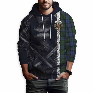 Baird Tartan Hoodie with Family Crest Cross Sword Thistle Celtic Vibes