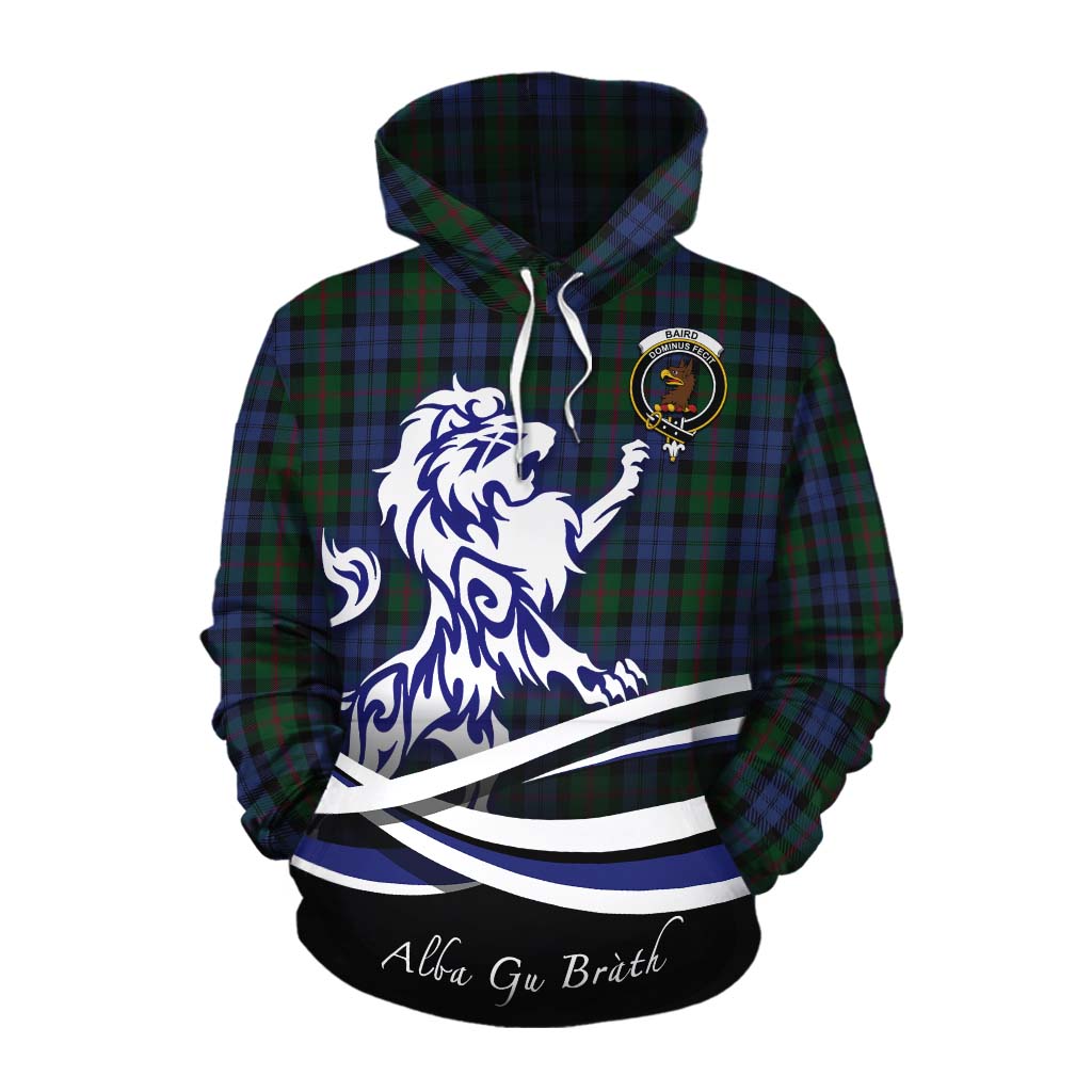 Tartan Vibes Clothing Baird Tartan Cotton Hoodie with Alba Gu Brath Regal Lion Emblem