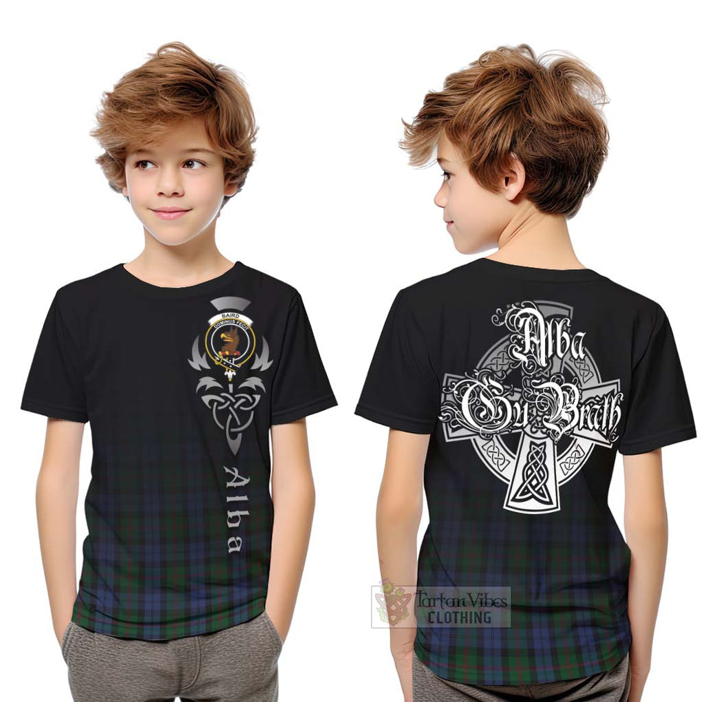 Tartan Vibes Clothing Baird Tartan Kid T-Shirt Featuring Alba Gu Brath Family Crest Celtic Inspired