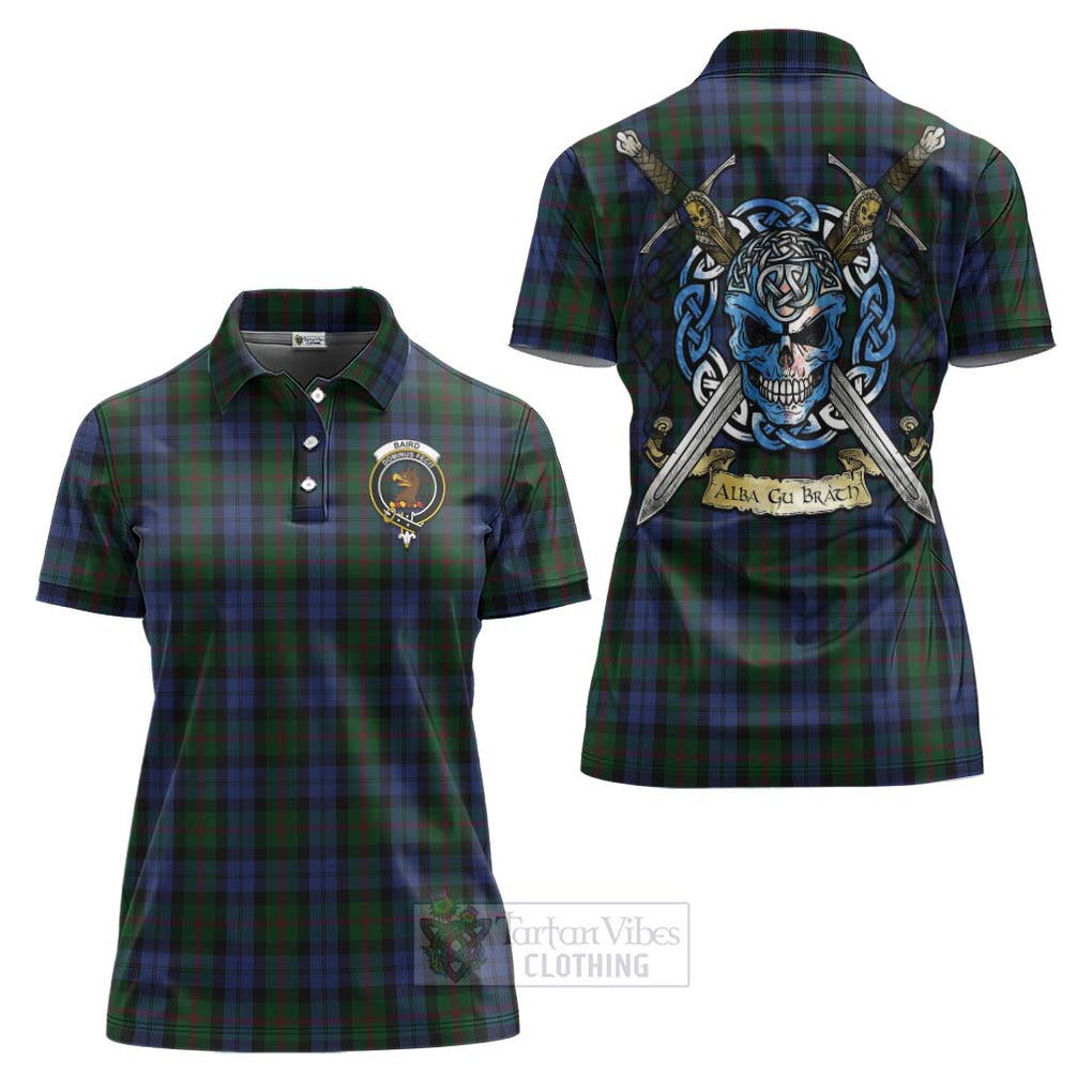 Tartan Vibes Clothing Baird Tartan Women's Polo Shirt with Family Crest Celtic Skull Style