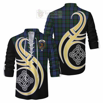 Baird Tartan Ghillie Kilt Shirt with Family Crest and Celtic Symbol Style