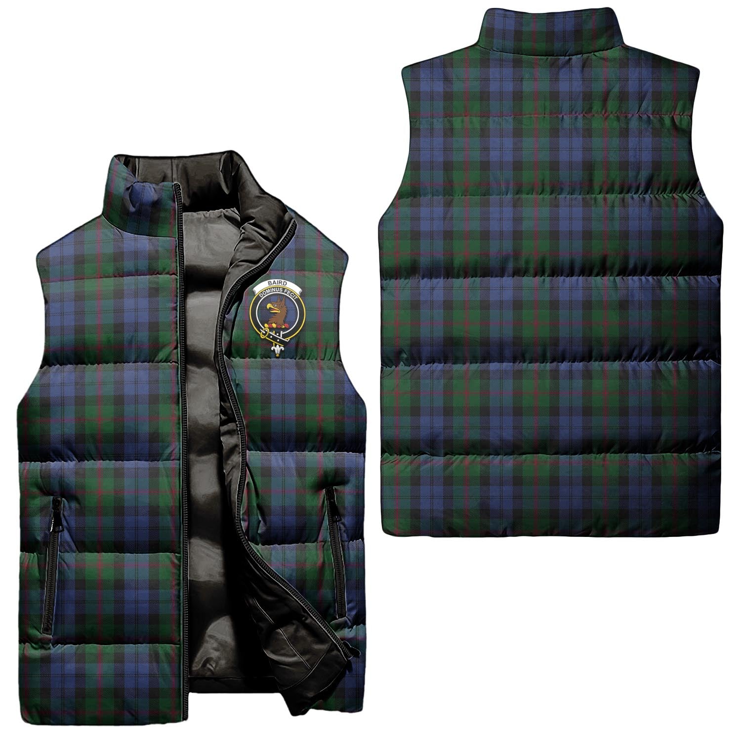 Baird Tartan Sleeveless Puffer Jacket with Family Crest Unisex - Tartanvibesclothing