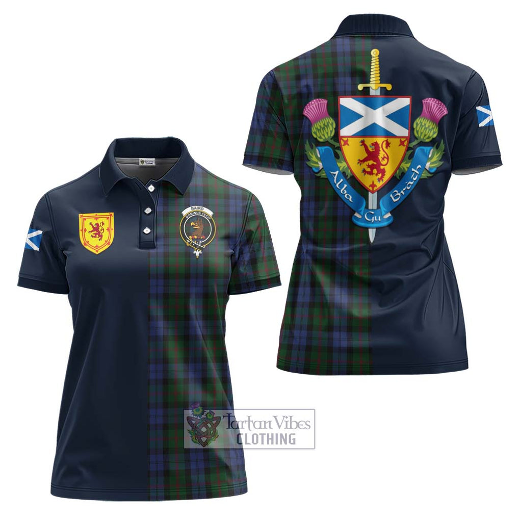 Tartan Vibes Clothing Baird Tartan Women's Polo Shirt with Scottish Lion Royal Arm Half Style