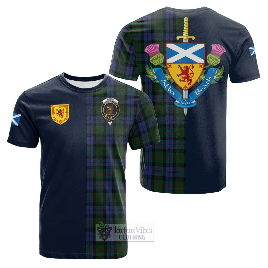 Tartan Vibes Clothing Baird Tartan Cotton T-shirt with Scottish Lion Royal Arm Half Style