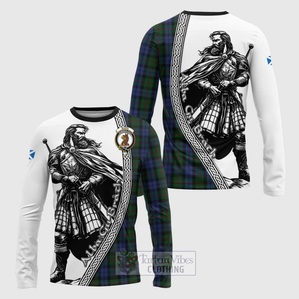 Tartan Vibes Clothing Baird Tartan Clan Crest Long Sleeve T-Shirt with Highlander Warrior Celtic Style