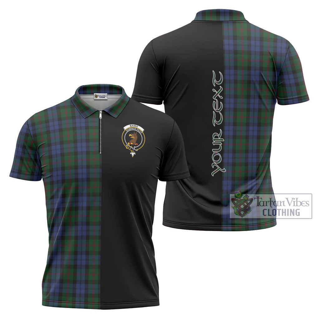 Baird Tartan Zipper Polo Shirt with Family Crest and Half Of Me Style Unisex - Tartanvibesclothing Shop