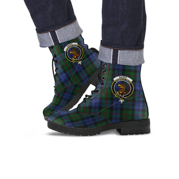 Baird Tartan Leather Boots with Family Crest