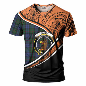 Baird Crest Tartan T-Shirt with Polynesian Vibes Style - Orange Version