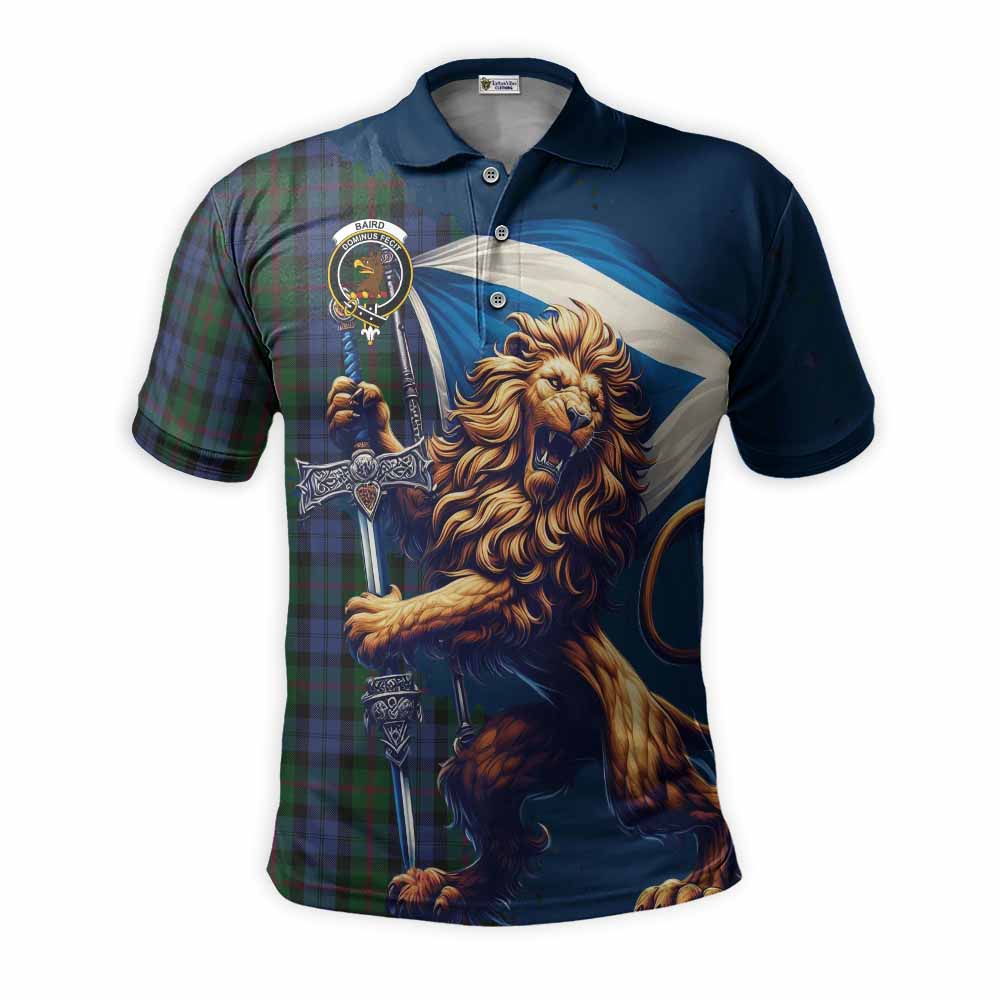 Tartan Vibes Clothing Baird Tartan Family Crest Men's Polo Shirt with Scottish Majestic Lion