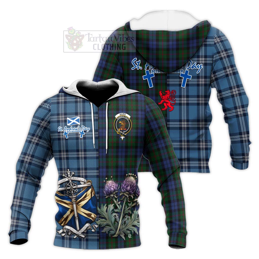 Tartan Vibes Clothing Baird Tartan Knitted Hoodie Happy St. Andrew's Day Half Tartan Style