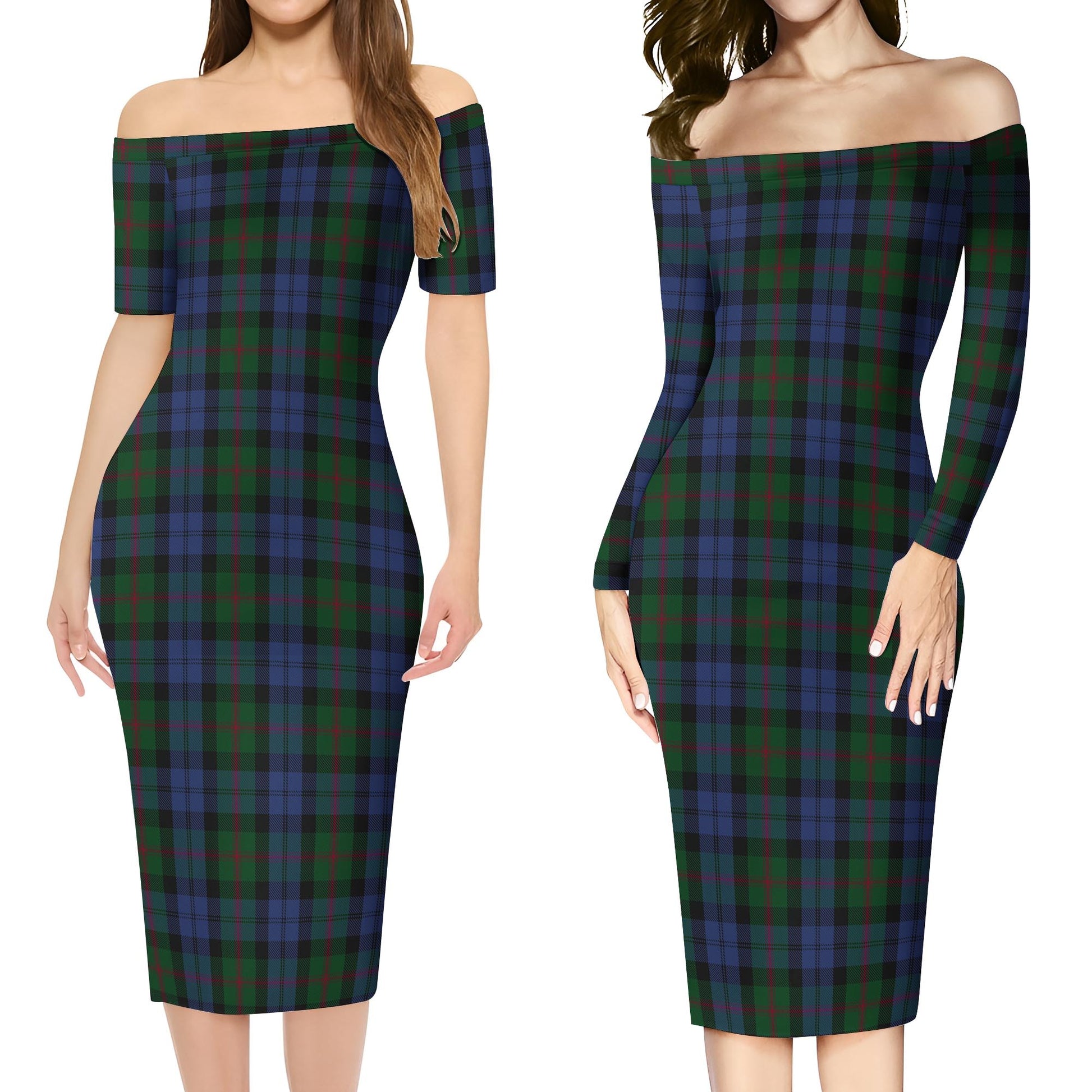 Baird Tartan Off Shoulder Lady Dress Women's Dress - Tartanvibesclothing