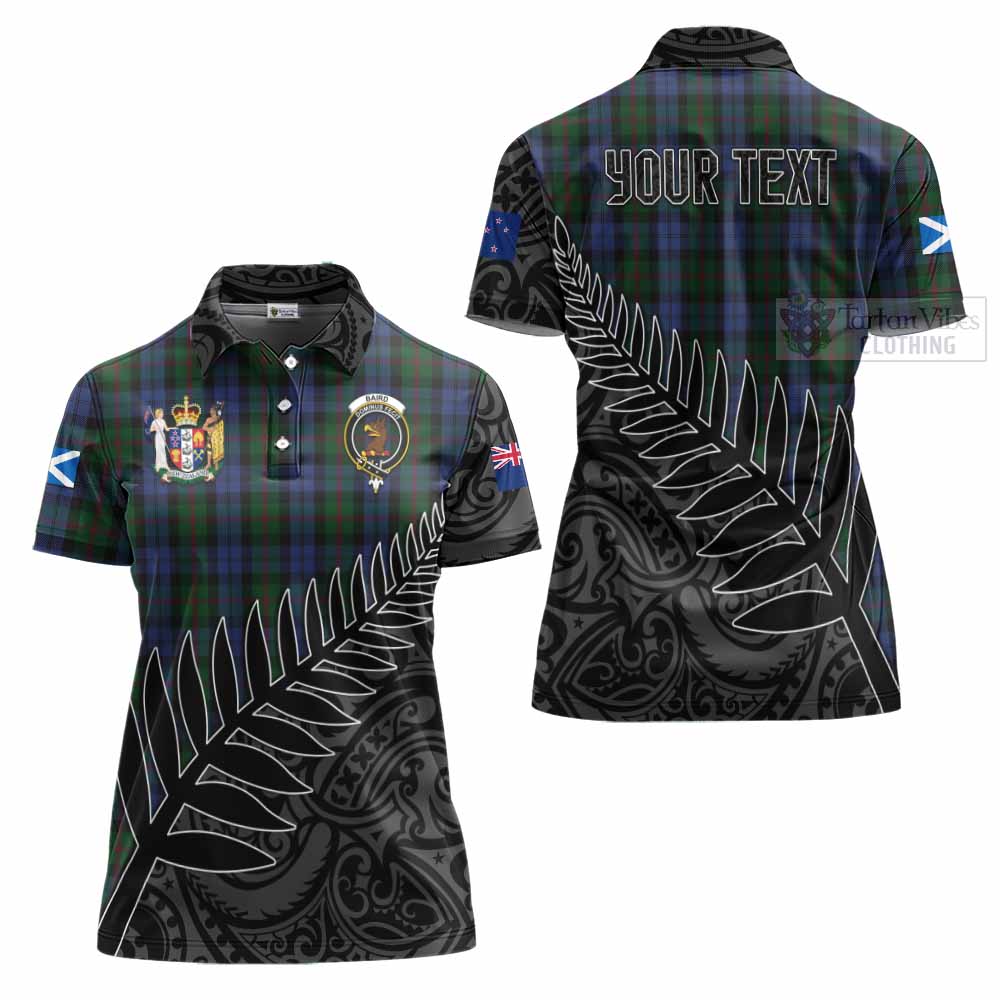 Tartan Vibes Clothing Baird Crest Tartan Women's Polo Shirt with New Zealand Silver Fern Half Style