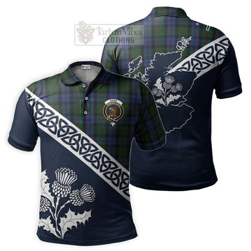 Baird Tartan Polo Shirt Featuring Thistle and Scotland Map